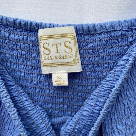 Sail to Sable Sundress Size XL Cornflower blue with green navy white trim - Picture 3 of 4